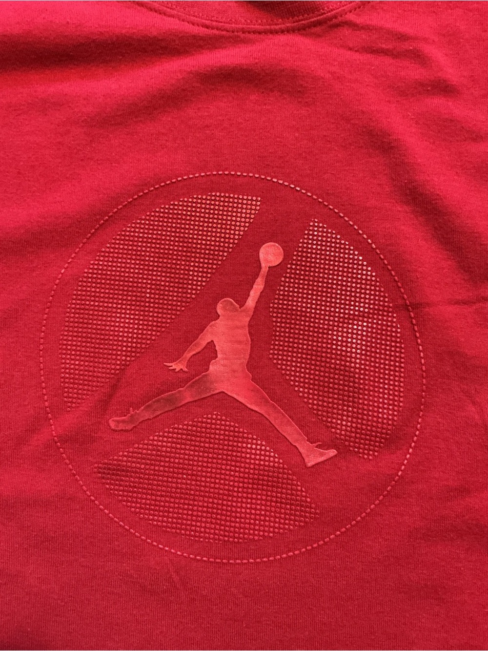 Air Jordan Circle Jumpman Logo Graphic Red Basketball S/S Crewneck T-Shirt